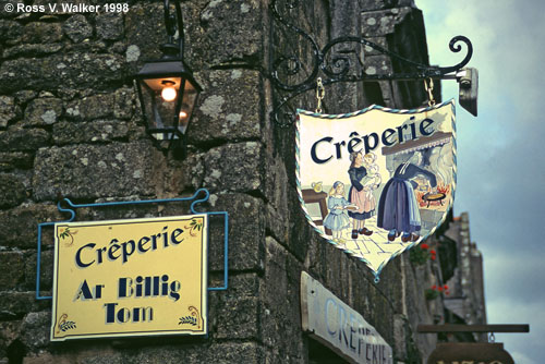 Creperie signs, Locronan, Brittainy