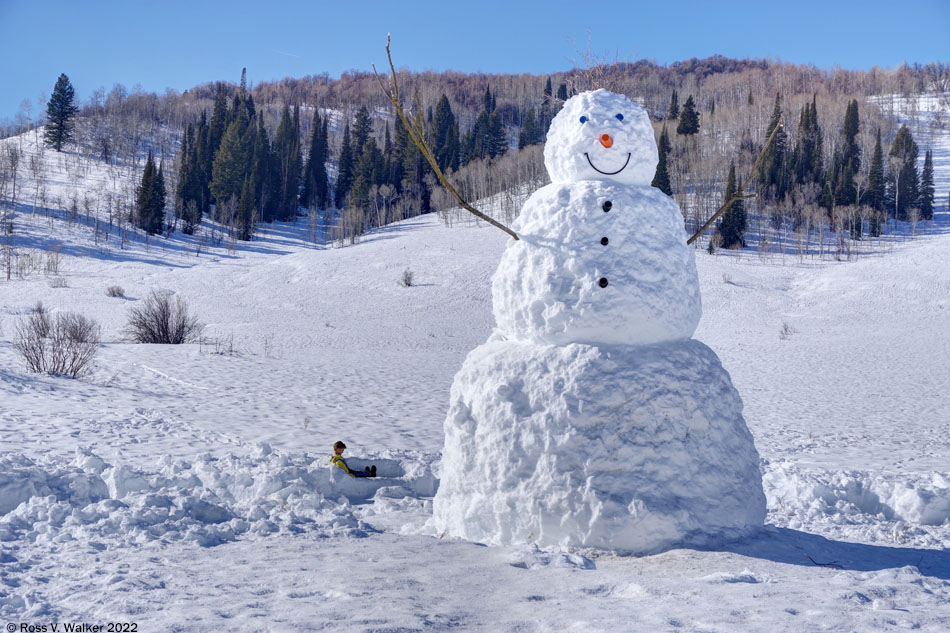 A giant snowman in Logan Canyon, Utah
