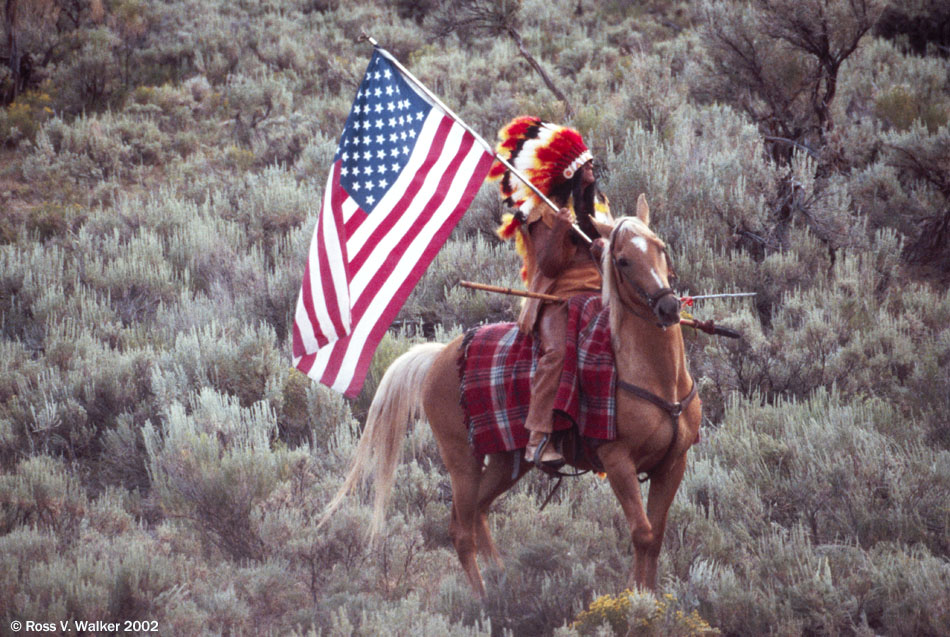 Native American Flag Carrier, Oregon Trail Pageant, Montpelier, Idaho