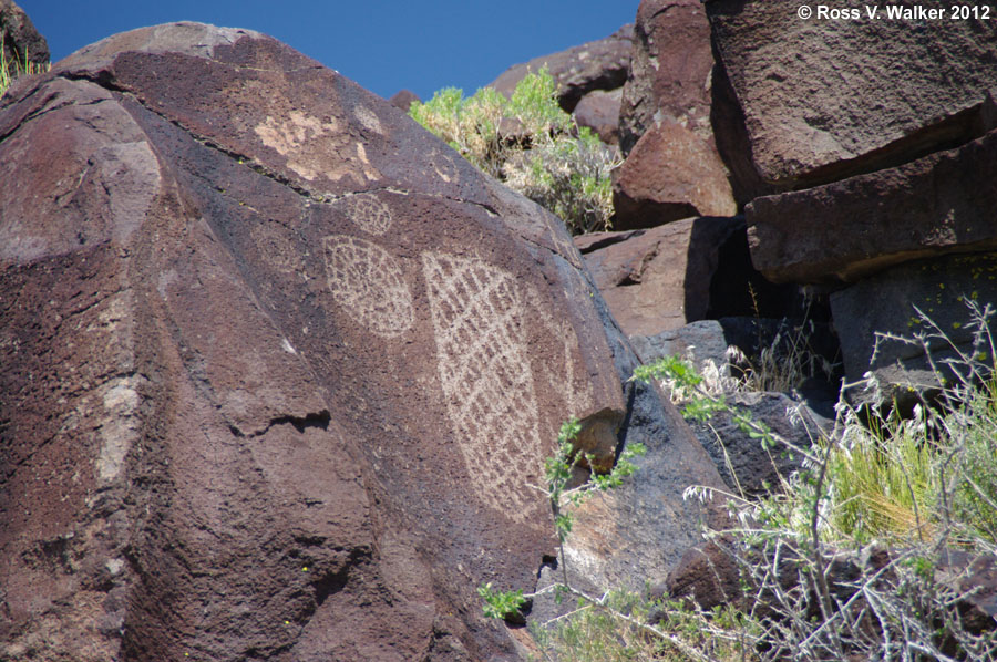 Coso geometric petroglyph designs, Naval Air Weapons Station, China Lake, CA