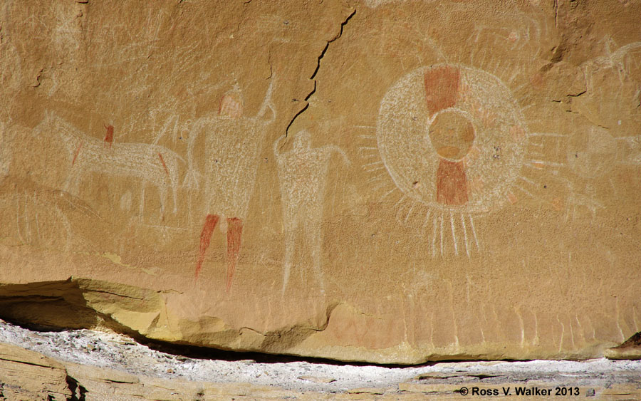Pictographs including a horse, at Sego Canyon, Utah