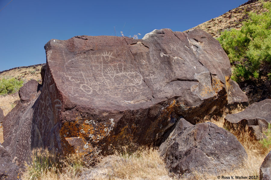 Petroglyph boulder along the Snake River near Melba, Idaho