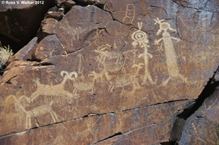 Coso bighorn shaman petroglyphs