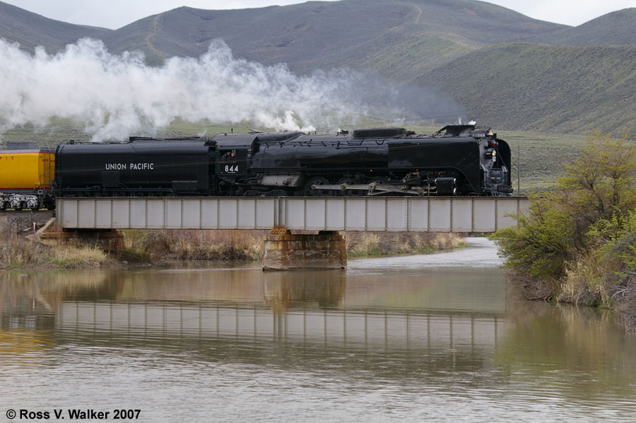 Union Pacific "844" crossing the Bear River, near Montpelier, Idaho