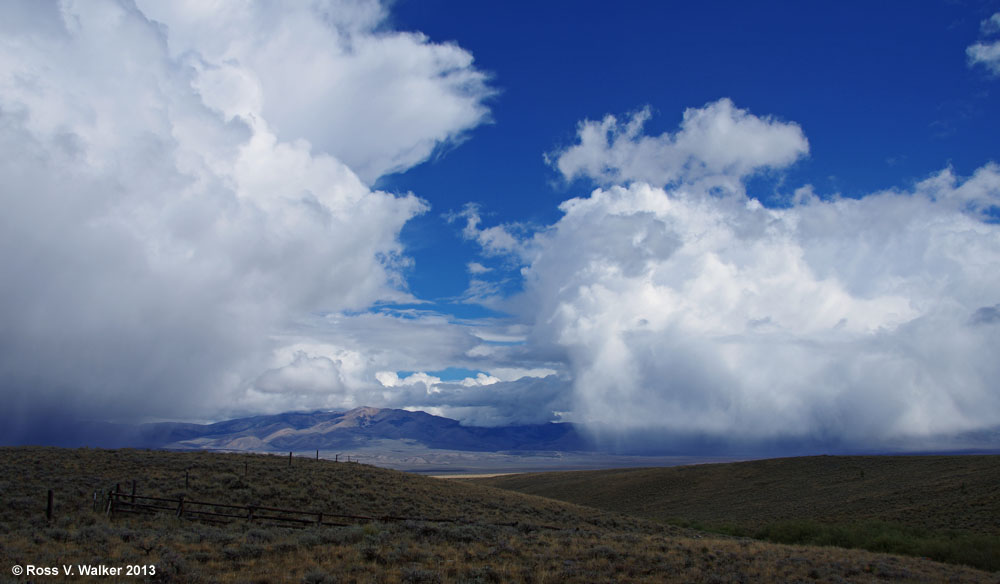 Storms blow over the Birch Creek Valley toward the Lemhi Mountains, Idaho