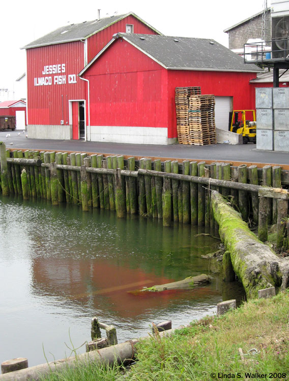 Jessies Ilwaco Fish Co buildings on the pier at Ilwaco, Washington