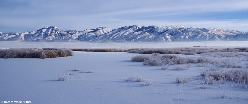 The Preuss Range on a cold frosty morning from Stockyard Road, Montpelier, Idaho