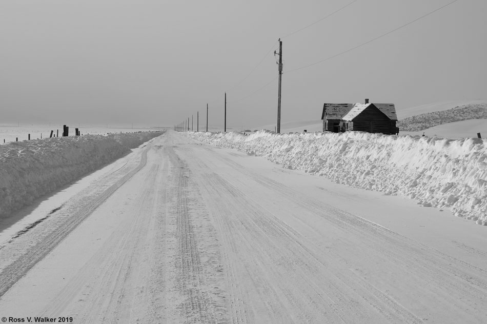 Rural road in winter near Georgetown, Idaho
