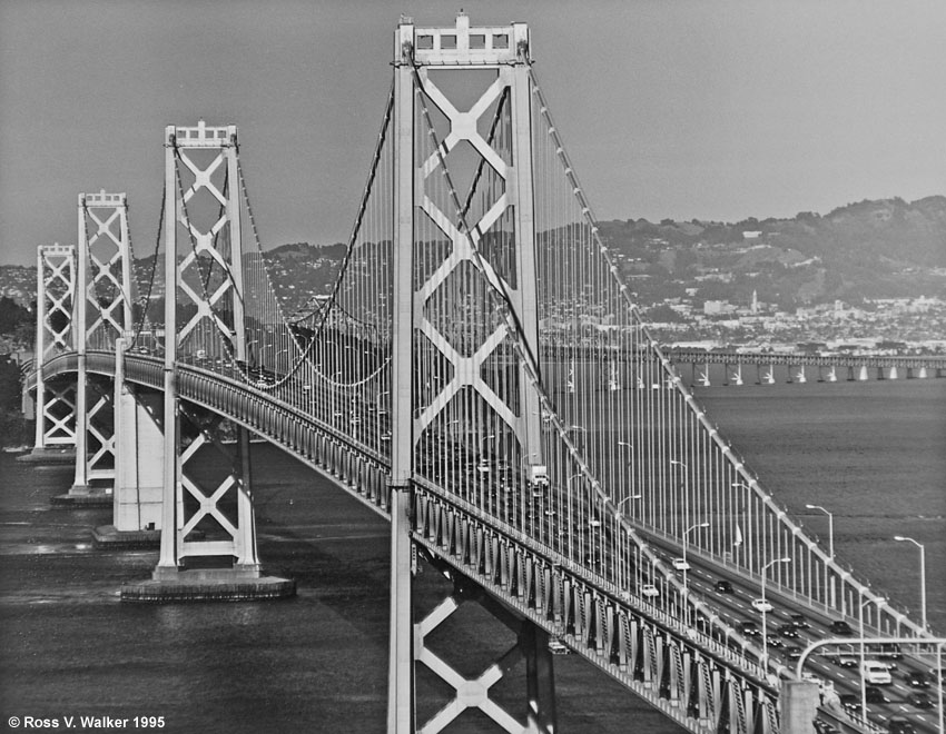San Francisco Oakland Bay Bridge, from Unocal tower, San Franciso, CA