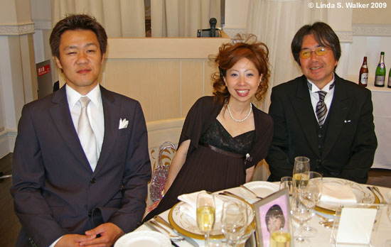 Koji and Chisato Tasaka and Eri's father, Misao Yasukawa at wedding reception