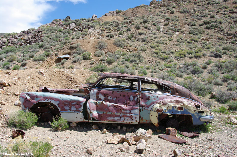 Bullet-ridden Buick, Aguereberry Camp, Death Valley, California