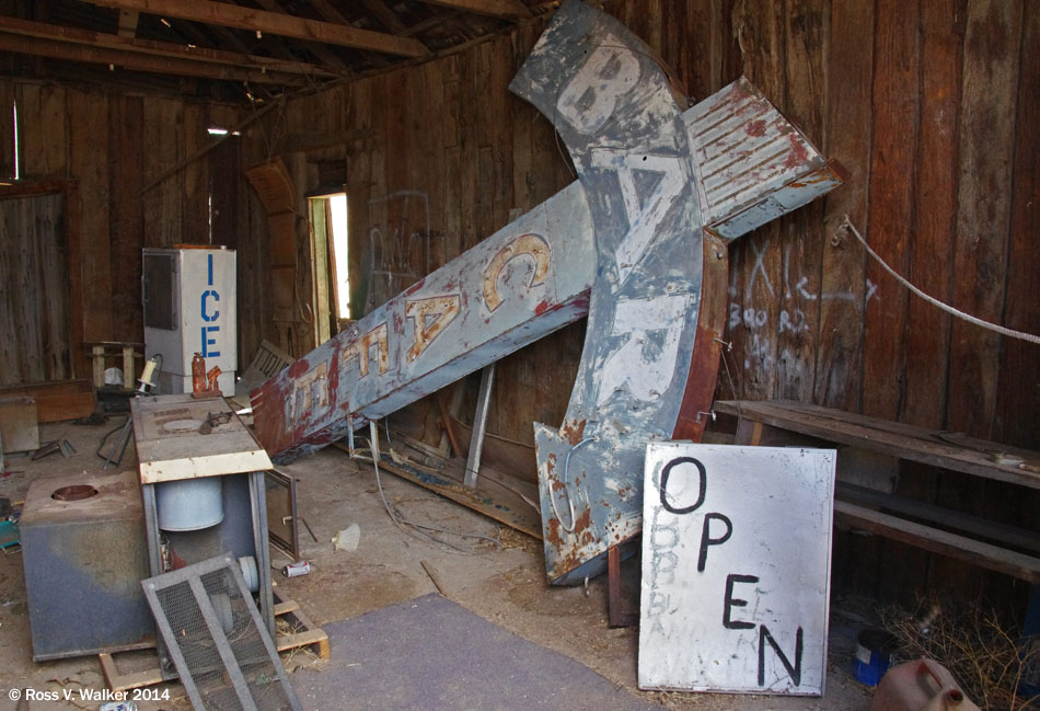 Abandoned Bar sign stored in a barn in Thompson Springs, Utah