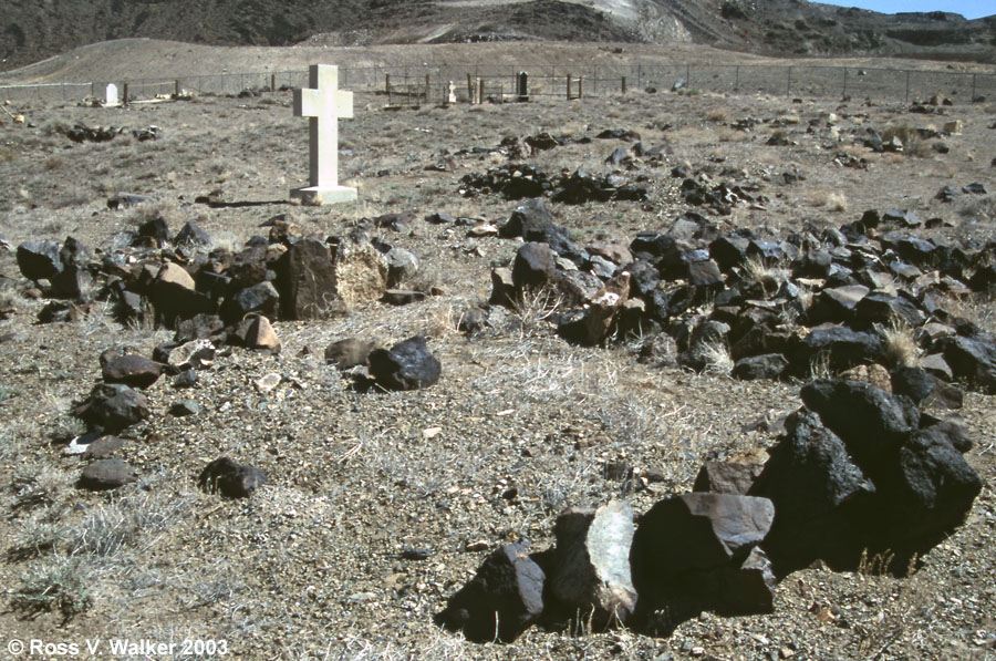 Anonymous graves marked by piles of lava rocks, Candelaria, Nevada