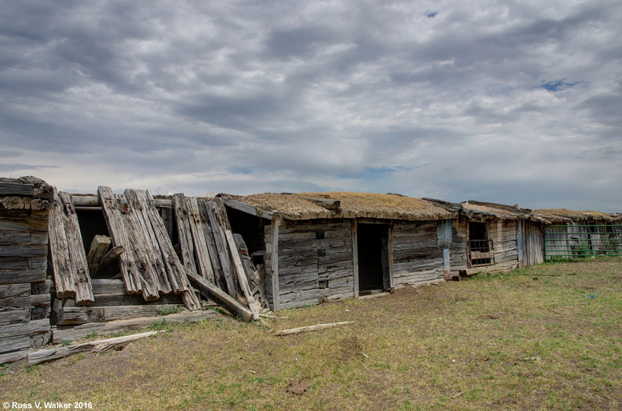 A row of stables at Sage, Wyoming