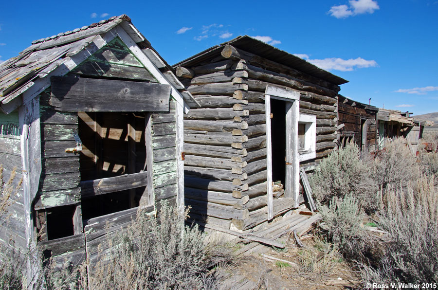 A row of abandoned sheds at Sage, Wyoming