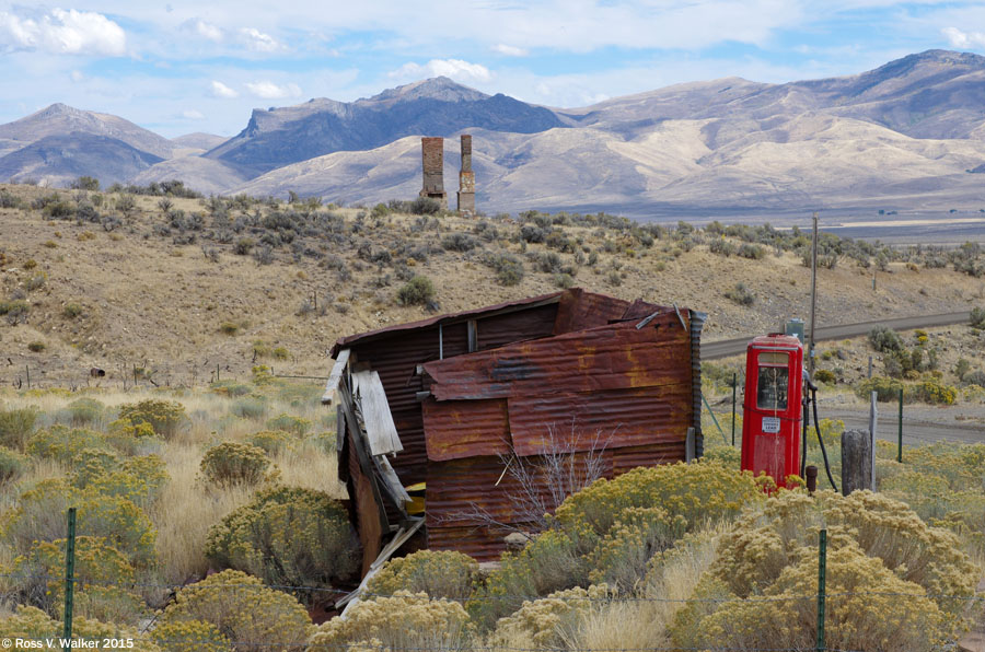 A gas station along the road out of town, at Tuscarora, Nevada