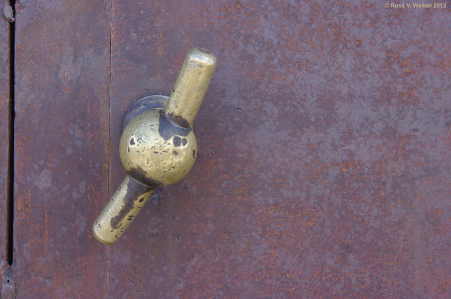 Brass handle of the Bodie Bank vault, Bodie, California