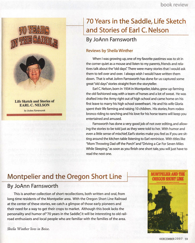 Review of books by Jo Ann Farnsworth in Idaho Magazine
