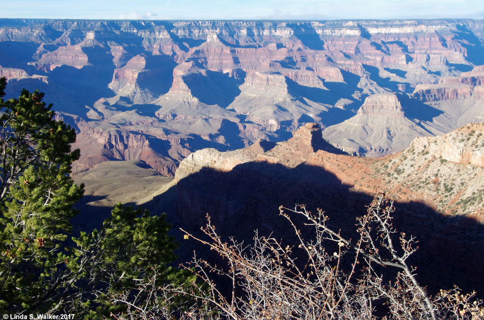 Lengthening shadows at Yaki Point, south rim, Grand Canyon, Arizona