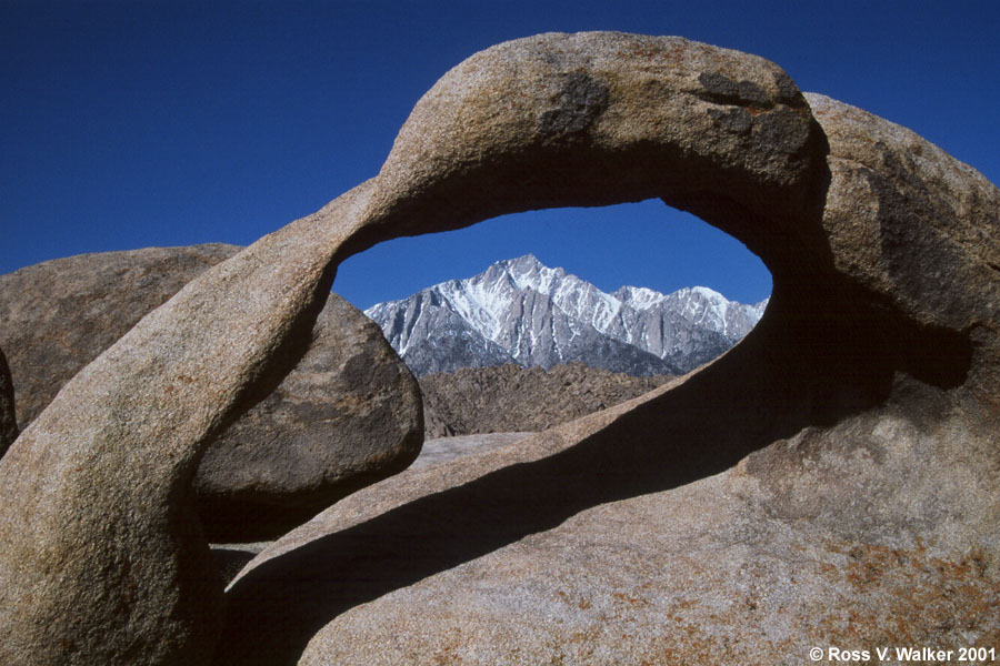 Lone Pine Peak through Mobius Arch, Alabama Hills, California 