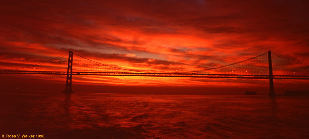 Sunrise and Bay Bridge from the Alameda / Oakland Ferry, California