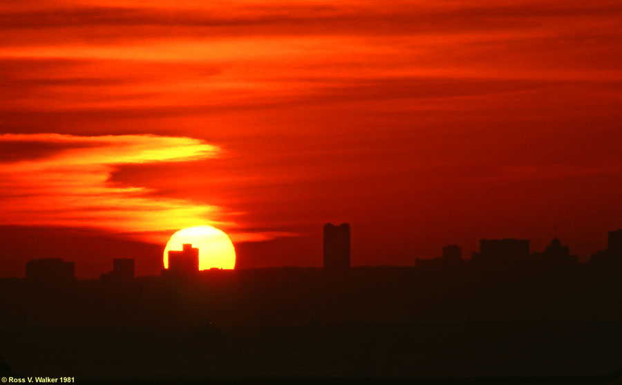 Sunset fireball over south San Francisco from Crown Beach, Alameda, California