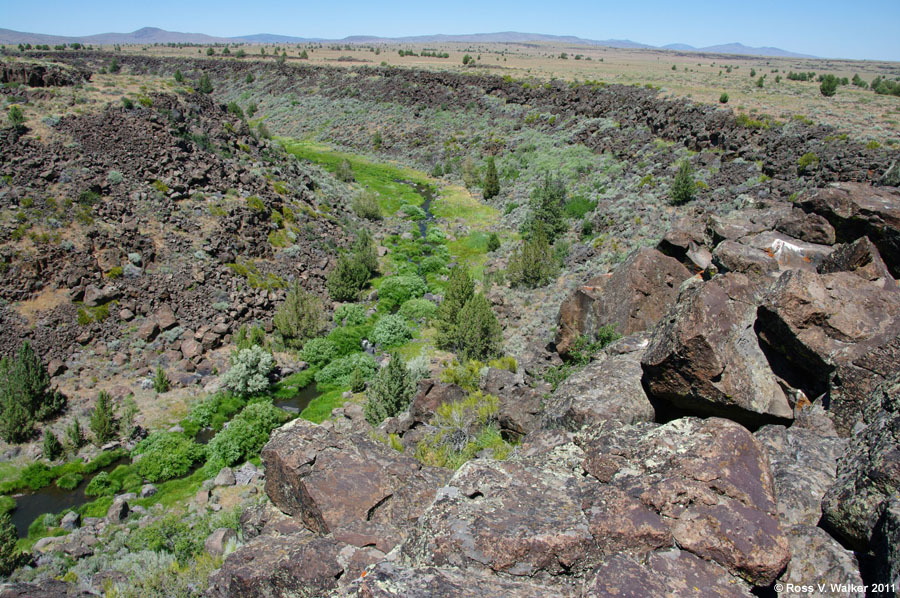 Willow Creek, a canyon through lava rock at Belfast, near Susanville, California