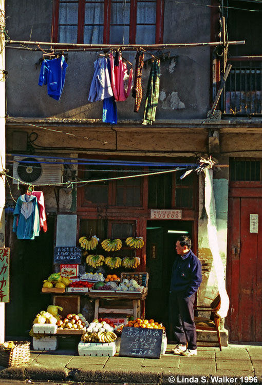 Laundry Drying at a Market, Shanghai, China