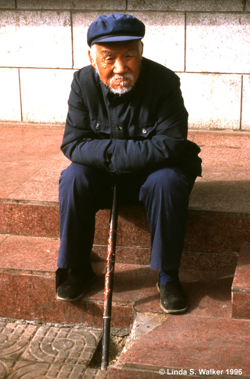 Old man with a cane, X'ian, China