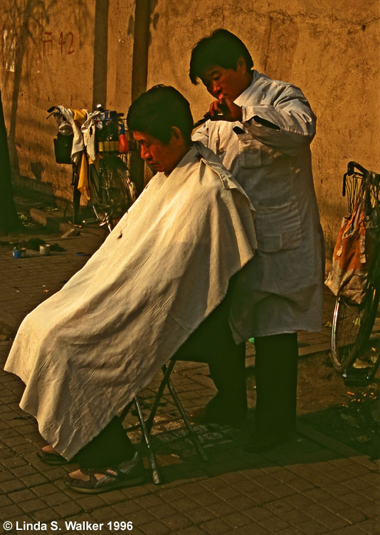 Outdoor Barber, Beijing, China