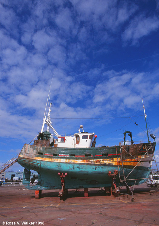 Fishing boat in a shipyard, Treffiagat, Brittainy, France