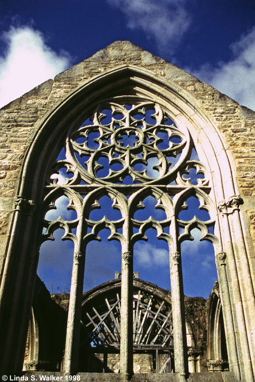Window of a ruined chapel, Lanvern, Brittainy, France