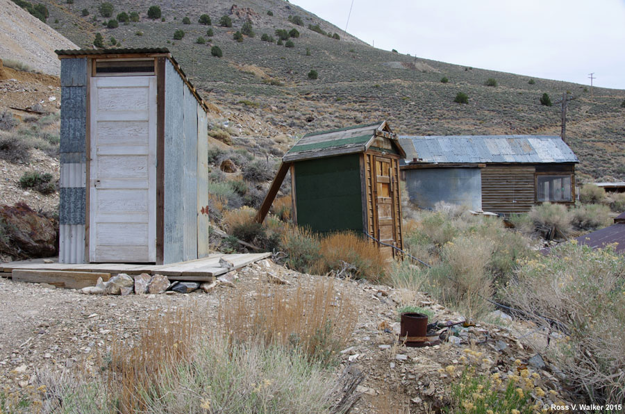 Outhouses at Cerro Gordo ghost town, California