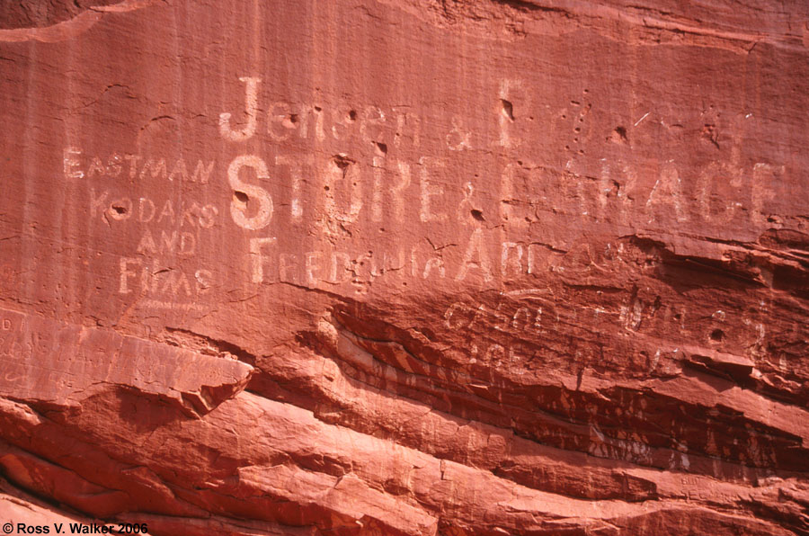 A store in Fredonia, Arizona advertised photography gear in Johnson Canyon, Utah.