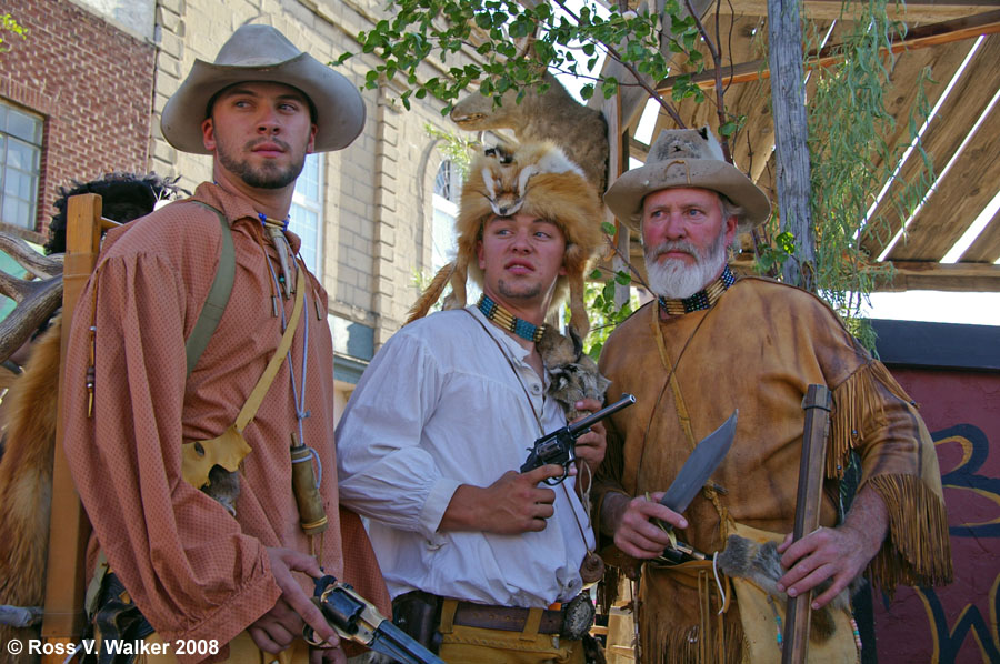 Mountain men at a Butch Cassidy bank robbery re-enactment, Montpelier, Idaho