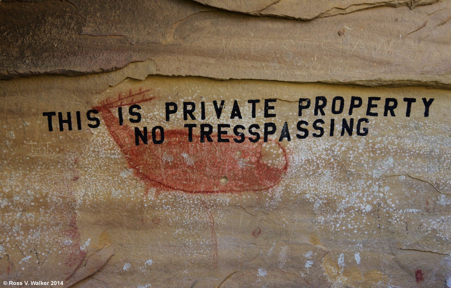 Pictograph damage, Rasmussen Cave, Nine Mile Canyon, Utah