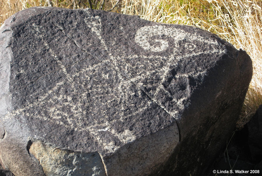 Petroglyph - big horn sheep pierced by arrows, Three Rivers, New Mexico