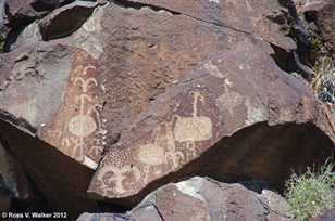 Coso Bighorn heads petroglyphs
