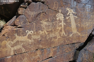 Coso bighorn shaman petroglyphs