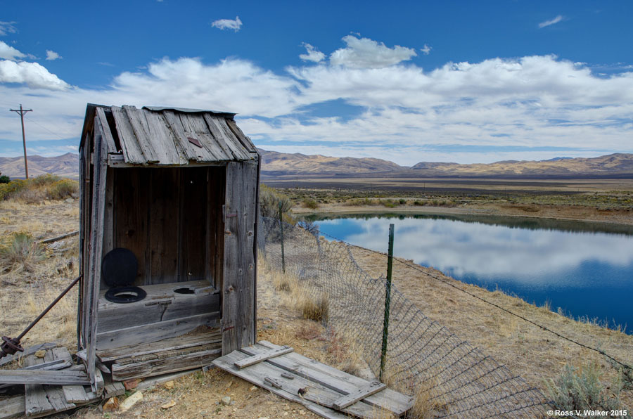 Two-holer in the semi-ghost town of Tuscarora, Nevada