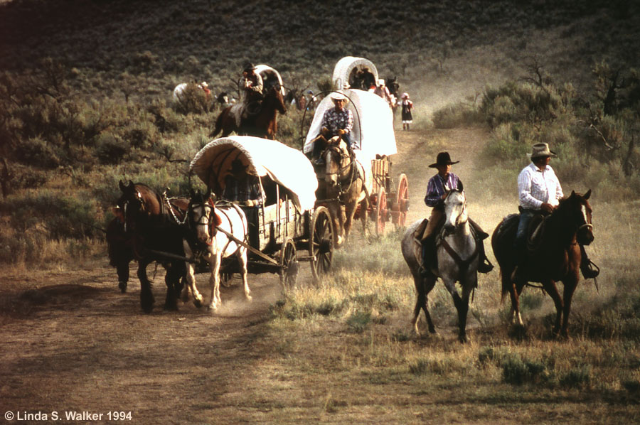 Wagon train re-enactment on the Oregon Trail