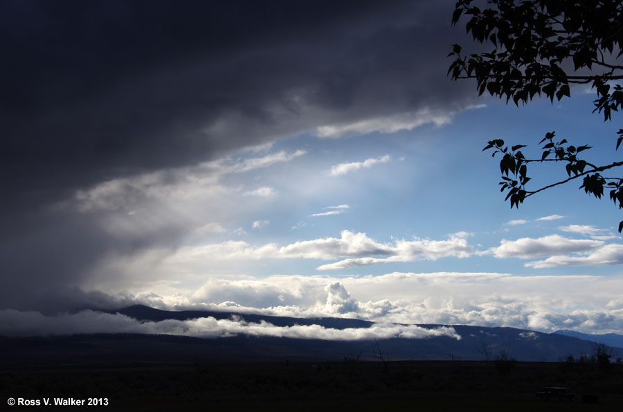 A fast moving mountain storm approaches Leadore, Idaho