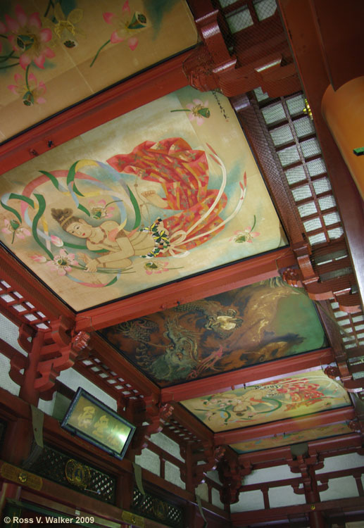 Painted ceiling, Asakusa Temple, Tokyo, Japan