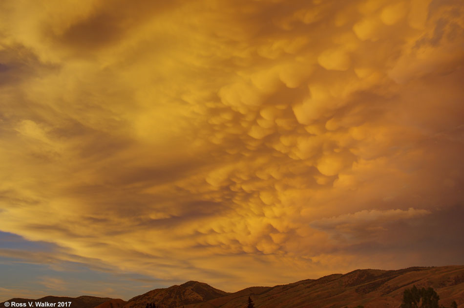 Mammatus clouds in strange sunset light, Montpelier, Idaho