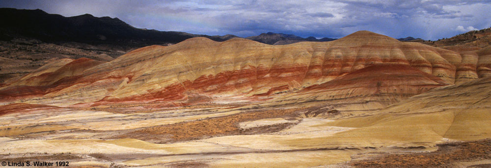 Painted Hills under stormy skies, John Day Fossil Beds, Oregon