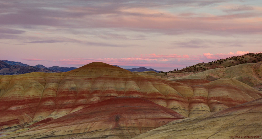 Looking east after sunset from the Painted Hills overlook, Oregon