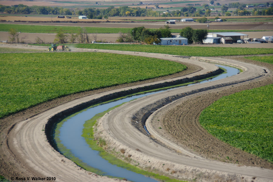 An irrigation canal on farmland near Vale, Oregon