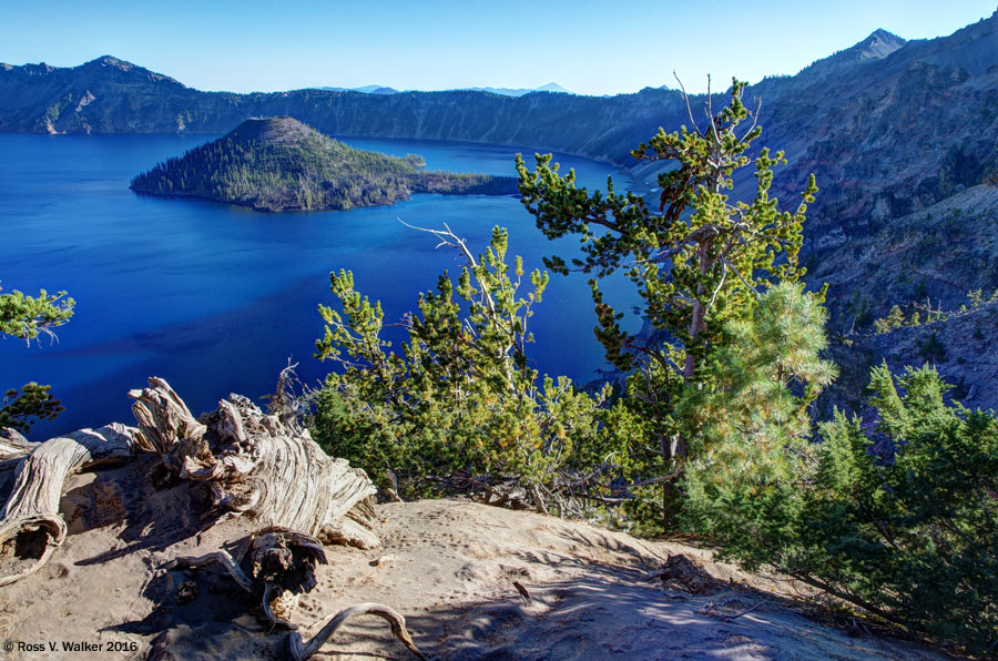 Wizard Island and the crater rim at Crater Lake National Park, Oregon