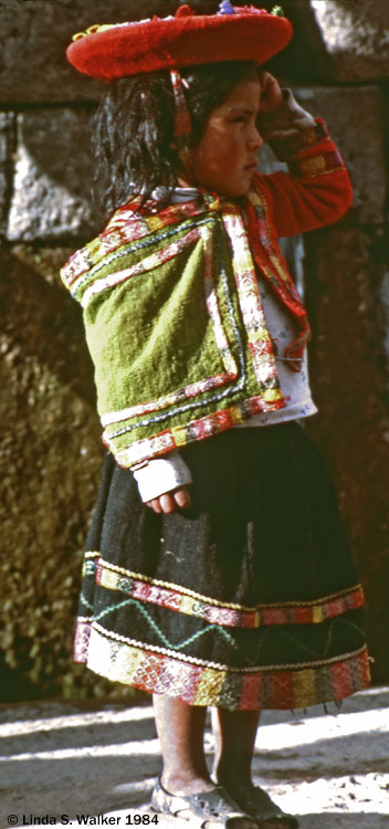 Indian Girl, Tambomachay Temple Ruins, Peru