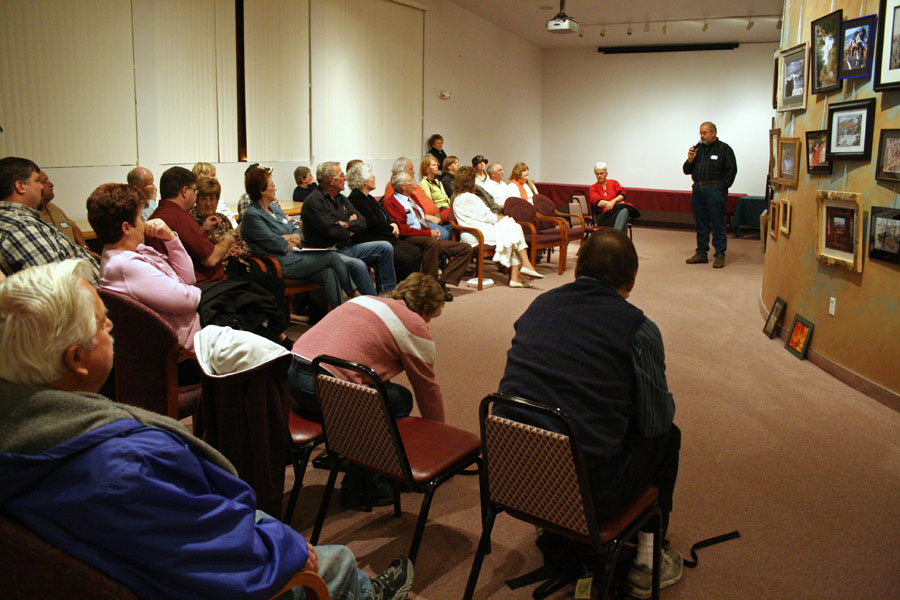 The audience at the judging of the Sharp Shooters camera club photo contest.